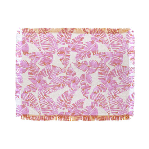 Schatzi Brown Lani Kai Leaf Pink Throw Blanket