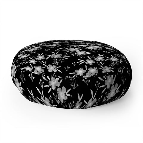 Schatzi Brown Leila Floral Black Floor Pillow Round