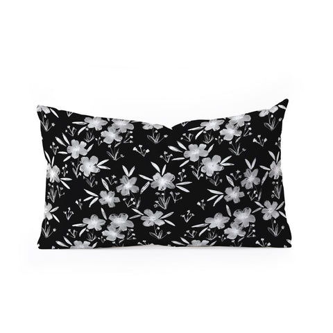 Schatzi Brown Leila Floral Black Oblong Throw Pillow