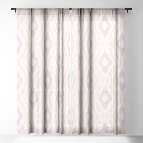 Schatzi Brown Leila Ikat Light Pink Sheer Window Curtain