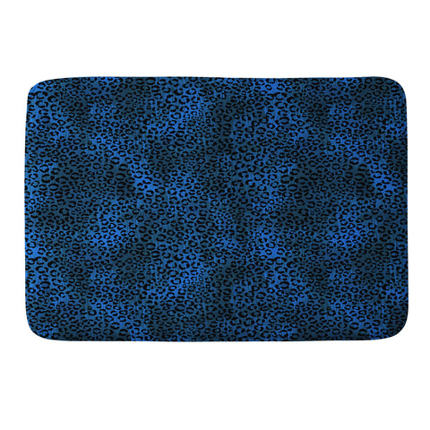 Schatzi Brown Leopard Blue Memory Foam Bath Mat
