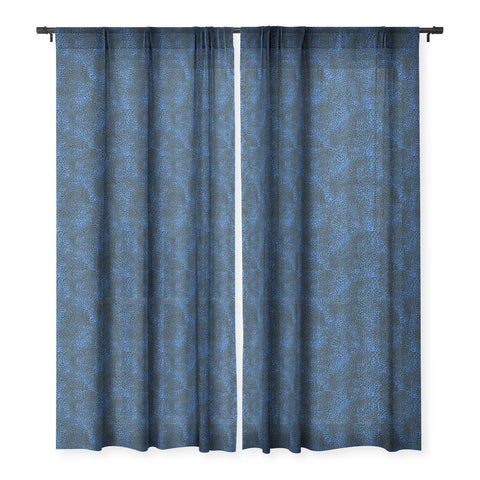 Schatzi Brown Leopard Blue Sheer Window Curtain
