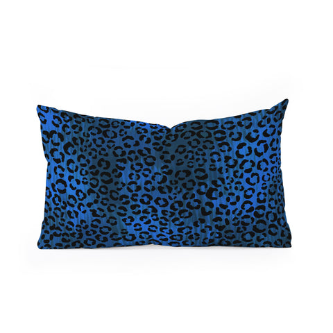 Schatzi Brown Leopard Blue Oblong Throw Pillow