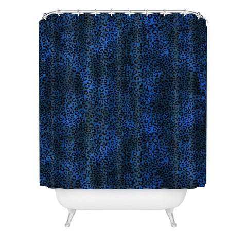 Schatzi Brown Leopard Blue Shower Curtain