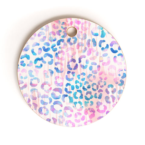 Schatzi Brown Leopard Pink Cutting Board Round