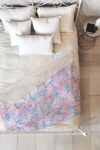 Schatzi Brown Leopard Pink Fleece Throw Blanket
