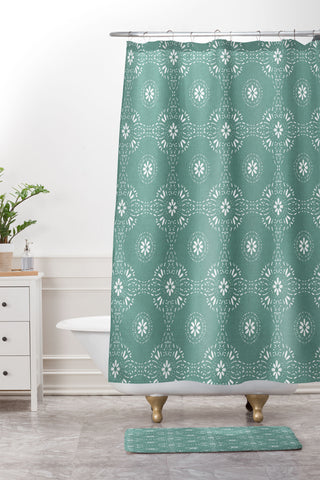 Schatzi Brown Libby Boho Leaf Shower Curtain And Mat