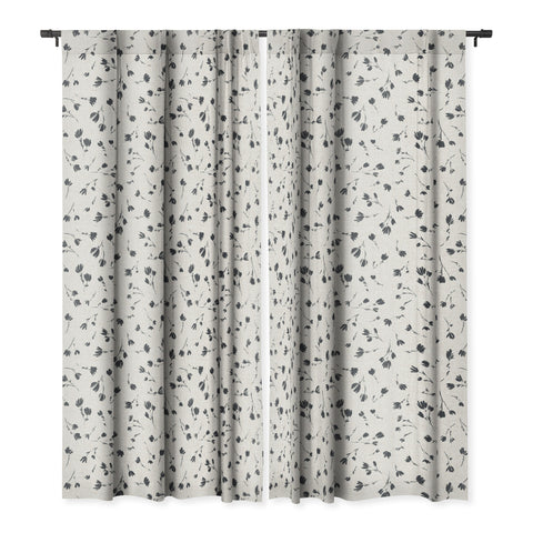 Schatzi Brown Libby Floral Pewter Blackout Window Curtain