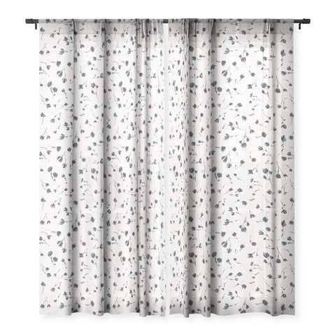 Schatzi Brown Libby Floral Pewter Sheer Window Curtain