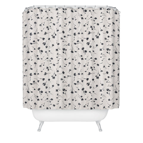 Schatzi Brown Libby Floral Pewter Shower Curtain