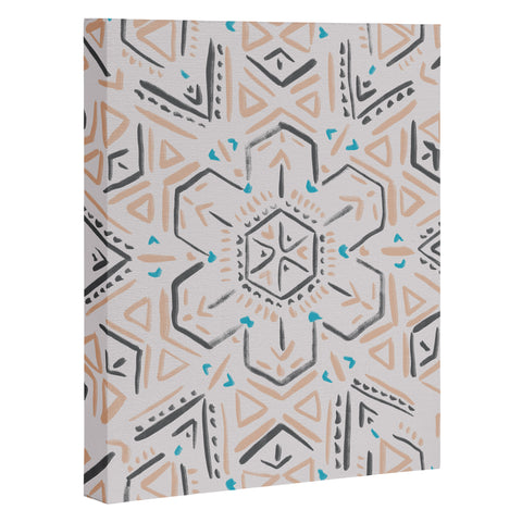 Schatzi Brown Line Tribal Mandala 1a Art Canvas
