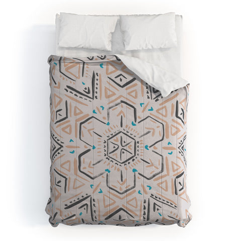 Schatzi Brown Line Tribal Mandala 1a Comforter