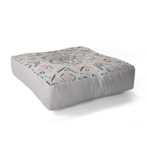 Schatzi Brown Line Tribal Mandala 1a Floor Pillow Square