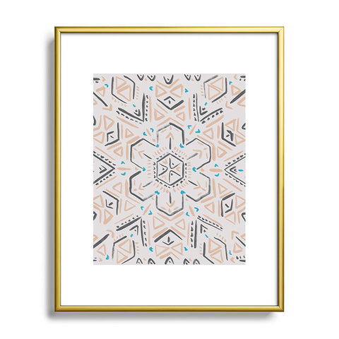 Schatzi Brown Line Tribal Mandala 1a Metal Framed Art Print