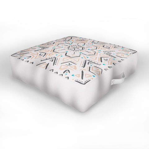 Schatzi Brown Line Tribal Mandala 1a Outdoor Floor Cushion