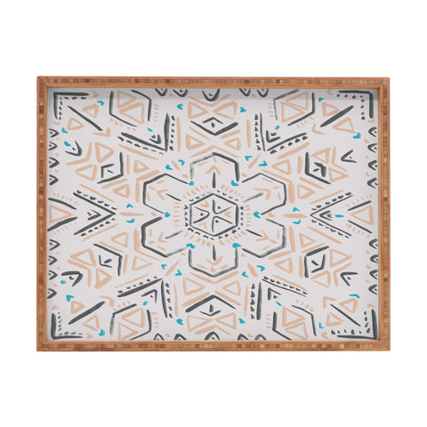 Schatzi Brown Line Tribal Mandala 1a Rectangular Tray