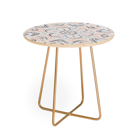 Schatzi Brown Line Tribal Mandala 1a Round Side Table