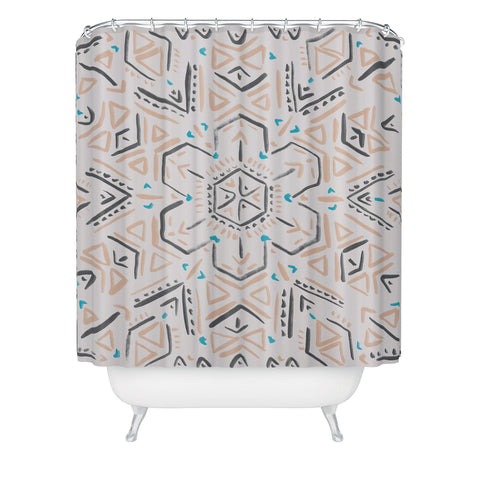 Schatzi Brown Line Tribal Mandala 1a Shower Curtain