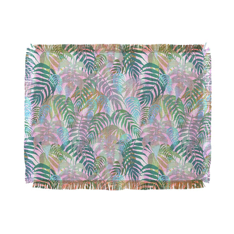 Schatzi Brown Lost in the Jungle pink green Throw Blanket