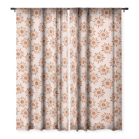 Schatzi Brown Lotta Floral Beige Sheer Window Curtain