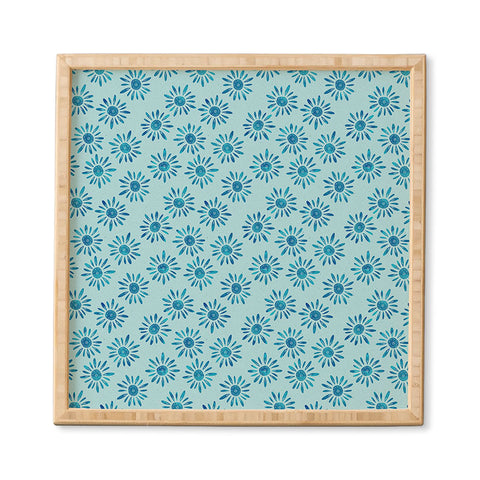 Schatzi Brown Lotta Floral Light Aqua Framed Wall Art