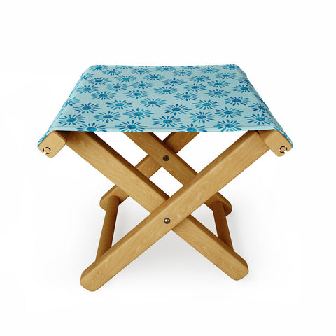 Schatzi Brown Lotta Floral Light Aqua Folding Stool
