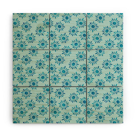 Schatzi Brown Lotta Floral Light Aqua Wood Wall Mural