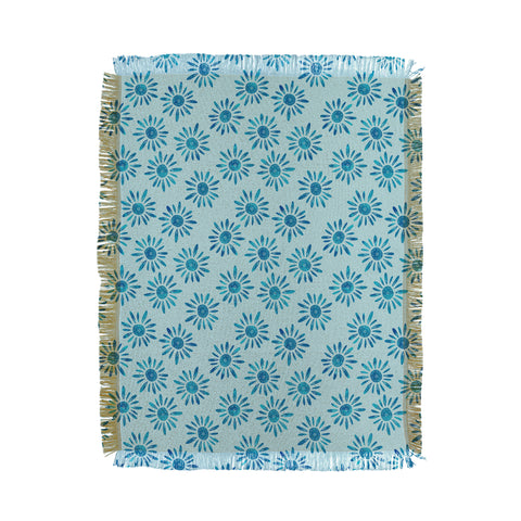 Schatzi Brown Lotta Floral Light Aqua Throw Blanket