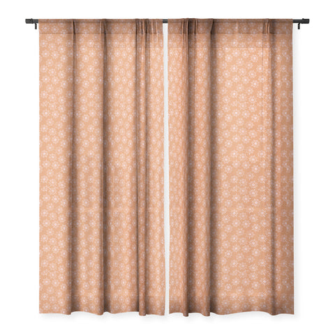 Schatzi Brown Lotta Floral Orange Sheer Window Curtain