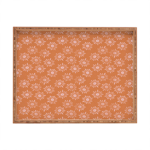 Schatzi Brown Lotta Floral Orange Rectangular Tray