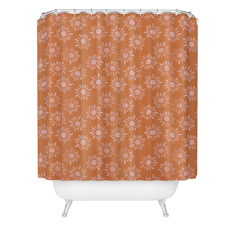 Schatzi Brown Lotta Floral Orange Shower Curtain