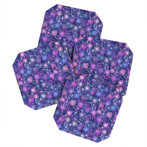 Schatzi Brown Love Floral Purple Coaster Set