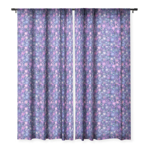 Schatzi Brown Love Floral Purple Sheer Window Curtain