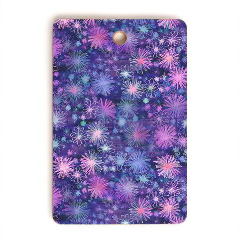 Schatzi Brown Love Floral Purple Cutting Board Rectangle