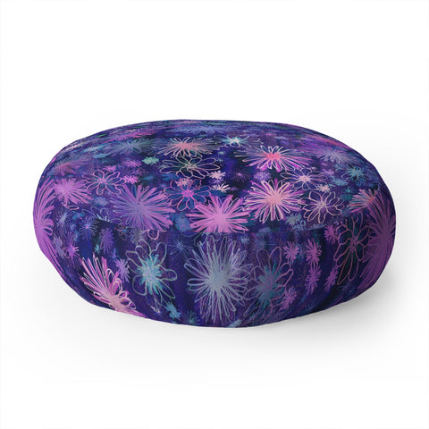 Schatzi Brown Love Floral Purple Floor Pillow Round
