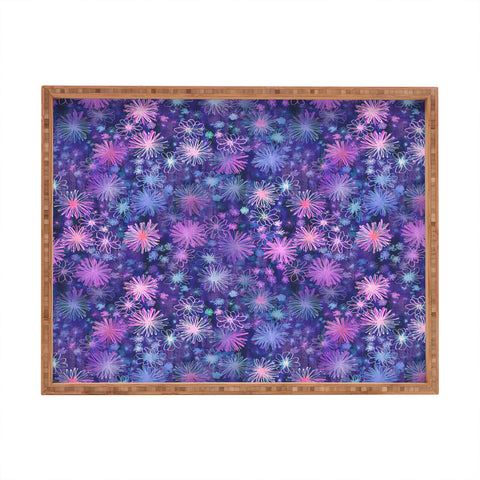 Schatzi Brown Love Floral Purple Rectangular Tray