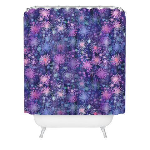 Schatzi Brown Love Floral Purple Shower Curtain