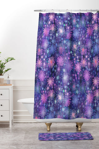Schatzi Brown Love Floral Purple Shower Curtain And Mat
