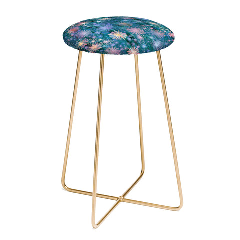 Schatzi Brown Love Floral Teal Counter Stool