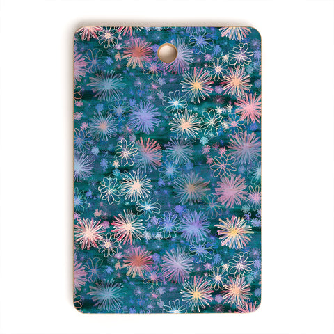 Schatzi Brown Love Floral Teal Cutting Board Rectangle