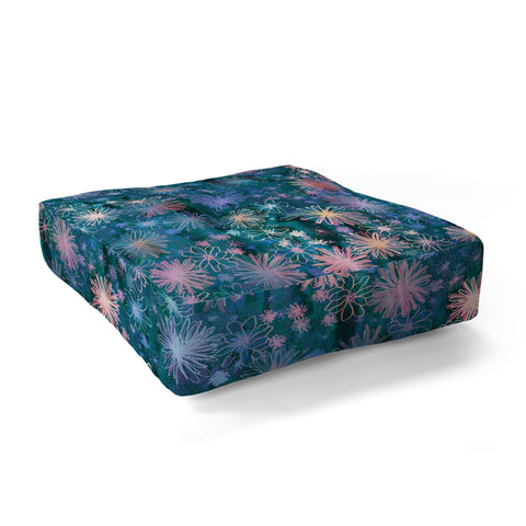 Schatzi Brown Love Floral Teal Floor Pillow Square