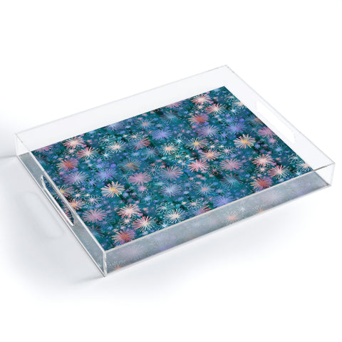 Schatzi Brown Love Floral Teal Acrylic Tray