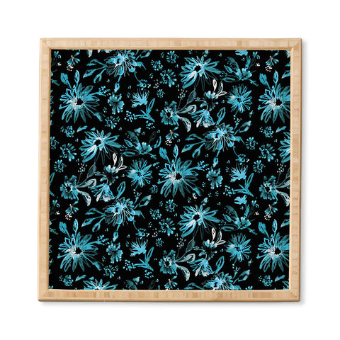 Schatzi Brown Lovely Floral Black Turquoise Framed Wall Art