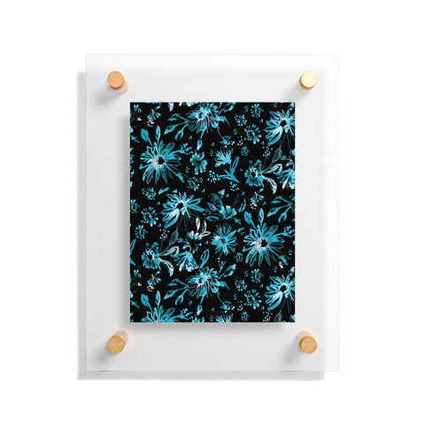 Schatzi Brown Lovely Floral Black Turquoise Floating Acrylic Print
