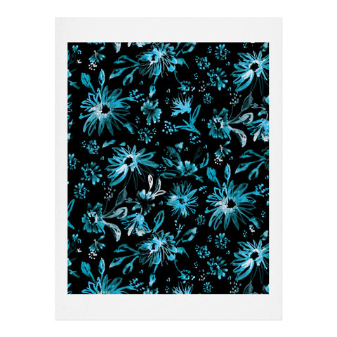 Schatzi Brown Lovely Floral Black Turquoise Art Print