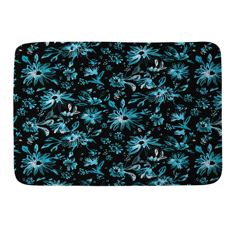 Schatzi Brown Lovely Floral Black Turquoise Memory Foam Bath Mat