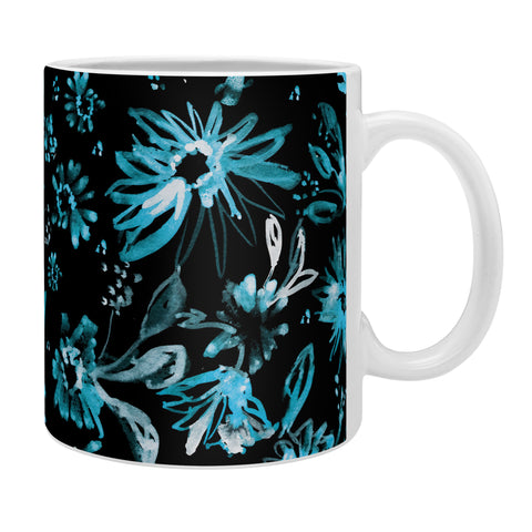 Schatzi Brown Lovely Floral Black Turquoise Coffee Mug