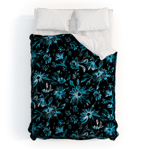 Schatzi Brown Lovely Floral Black Turquoise Comforter