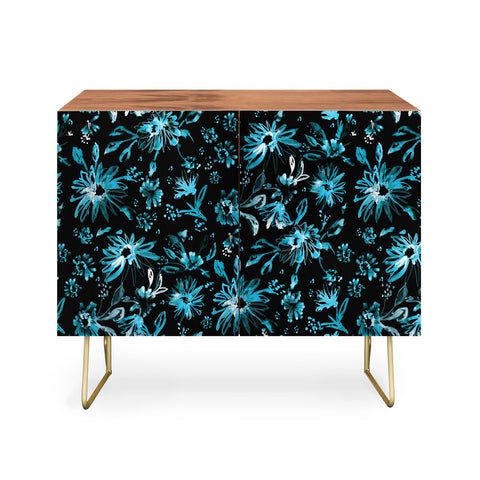 Schatzi Brown Lovely Floral Black Turquoise Credenza