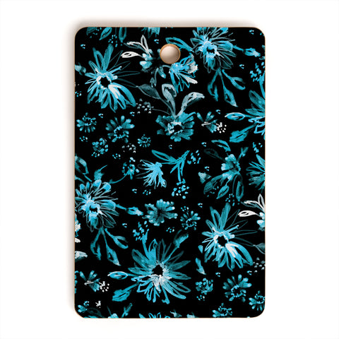 Schatzi Brown Lovely Floral Black Turquoise Cutting Board Rectangle